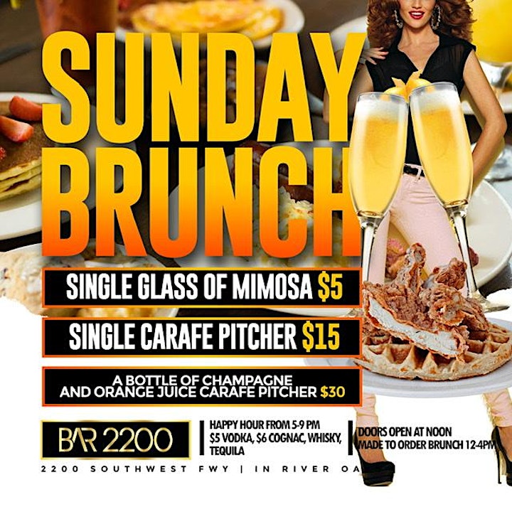 Sunday Funday @ Bar 2200 | Brunch |Mimosas | Hookah | Live Dj | Happy Hour image