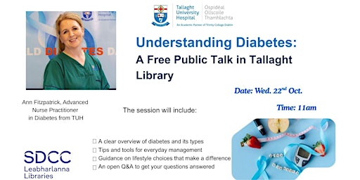 Image principale de Understanding Diabetes: A Free Public  Talk in Tallaght Library