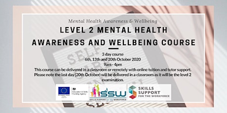 3 Day Mental Health Awareness  Course FREE to small / medium sized business