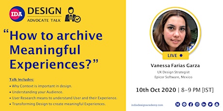Design Advocate #Talk 2 |  How to archive meaningful experiences by Vanessa primary image