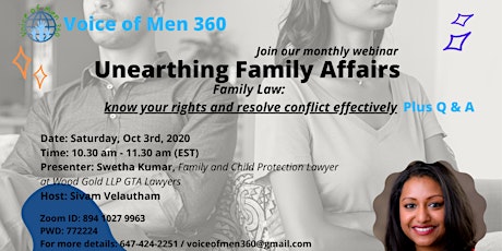 Voice of Men 360 Presents Enearthing Family Affairs - Family Law | Webinar primary image
