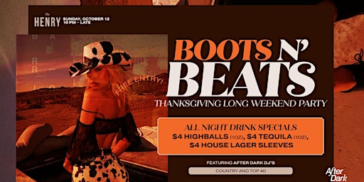 BOOTS N BEATS THANKSGIVING LONG WEEKEND PARTY primary image