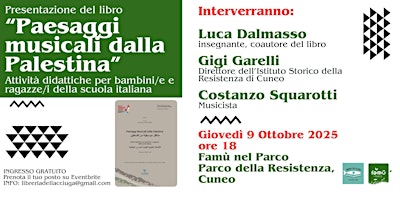 Image principale de Presentazione di Paesaggi musicali dalla Palestina. Giovedì 9 ottobre Cuneo