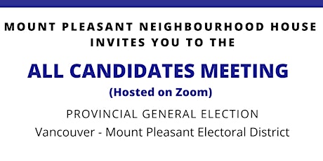 ALL CANDIDATES MEET (Hosted on Zoom) - PROVINCIAL GENERAL ELECTION primary image