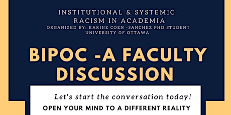 Copy of Copy of BIPOC  -  A Faculty Discussion : Institutionalized Racism primary image