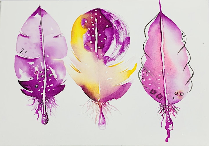 Watercolour Feathers/ MORNING or SIP & PAINT option image