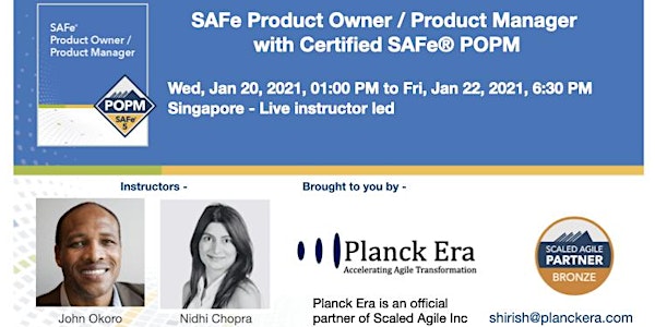 SAFe Product Owner / Product - 31st March - Singapore