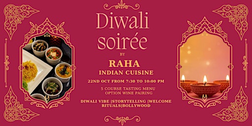 Image principale de Diwali Soirée at Raha Indian Cuisine – 5 Course Food Tasting & Wine Pairing