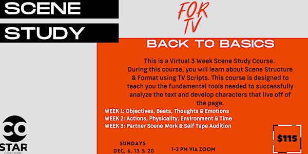 3 Week Virtual SCENE STUDY Course for Actors