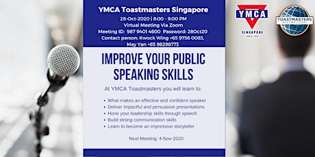 Improve your public speaking skills - Online meeting with YMCA Toastmasters primary image