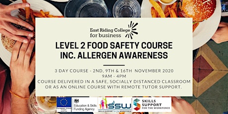 3 Day Food Safety Course (FREE to small / medium sized businesses)