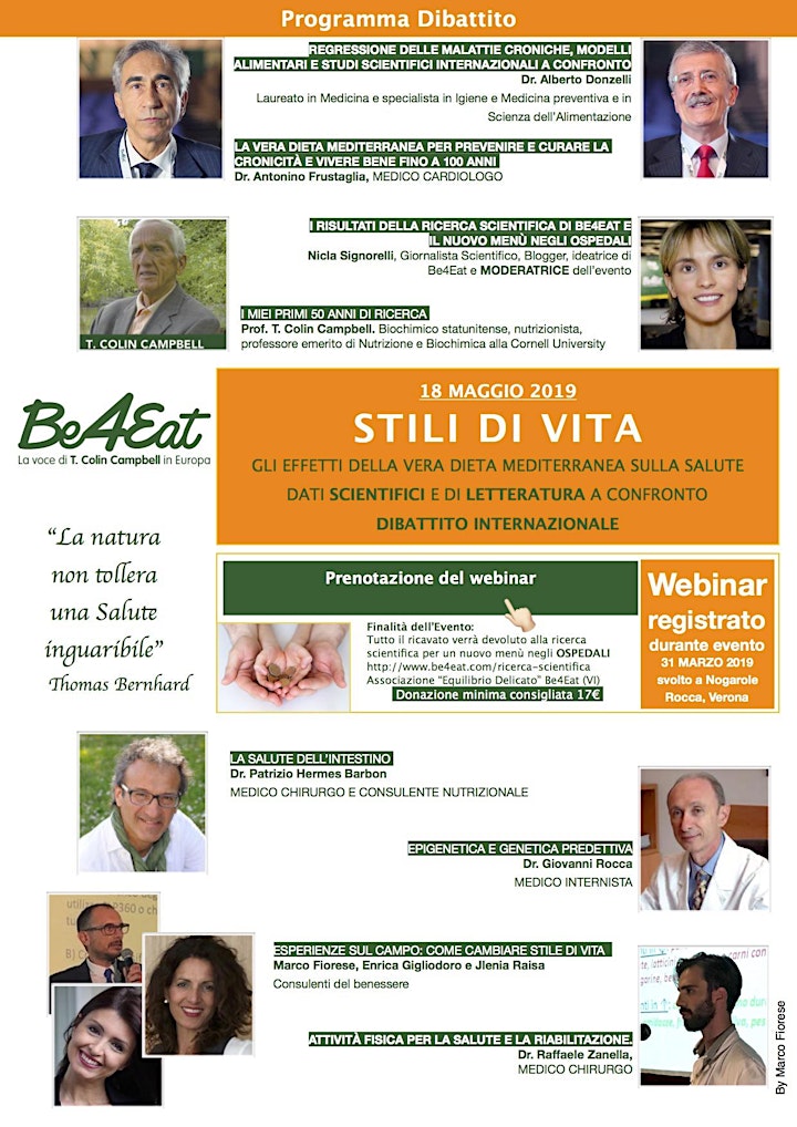 Immagine EVENTO ON-LINE STILI DI VITA BE4EAT CON T. COLIN CAMPBELL