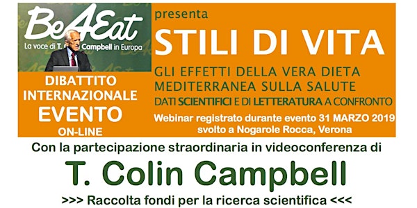 EVENTO ON-LINE STILI DI VITA BE4EAT CON T. COLIN CAMPBELL