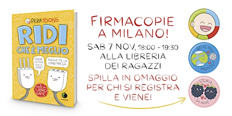 Immagine principale di Firmacopie con Pera Toons per l'uscita del nuovo libro Ridi che è meglio 