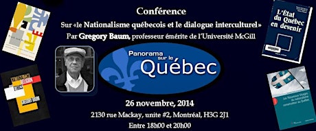 Conférence:Nationalisme québecois & dialogue interculturel par Gregory Baum primary image