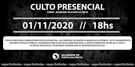 Imagem principal do evento CULTO PRESENCIAL - 01/11/2020