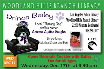 Cookie Decorating with Prince Bailey "Therapy Dog" and Actress Aydiee Vaughn primary image