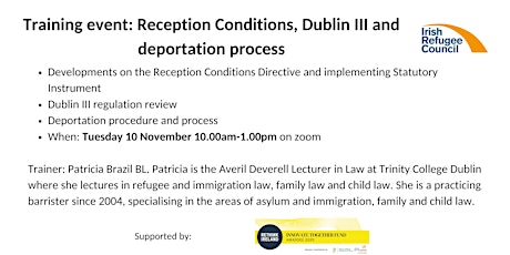 Reception Conditions, Dublin III and deportation update training primary image