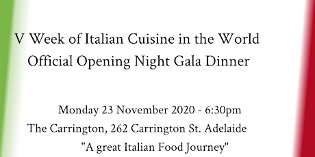 V Week of Italian Cuisine in the World - Official Opening Gala Dinner primary image