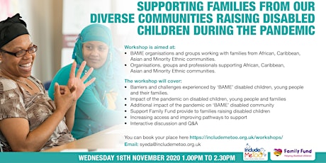 Supporting ‘BAME’ Families Raising Disabled Children During The Pandemic primary image