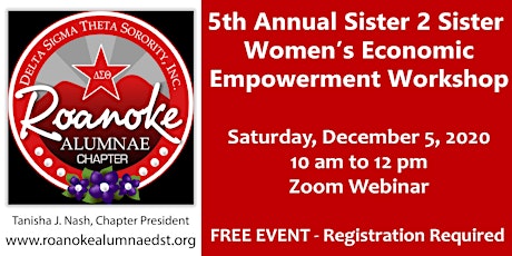 Hauptbild für 5th Annual Sister 2 Sister Women's Economic Empowerment Virtual Workshop