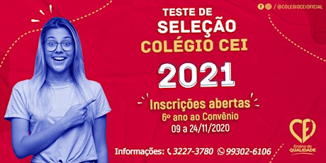 Imagem principal do evento TESTE DE SELEÇÃO 2021 - COLÉGIO CEI