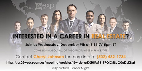 Interested in a Career in Real Estate?  Virtual Real Estate Career Night