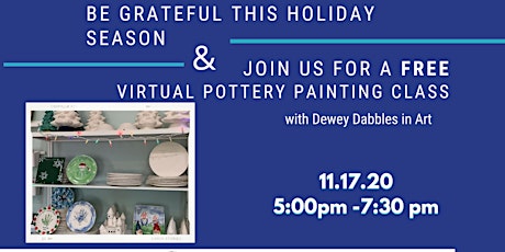 FREE, virtual Thanksgiving Pottery Painting Class with Dewey Dabbles in Art primary image