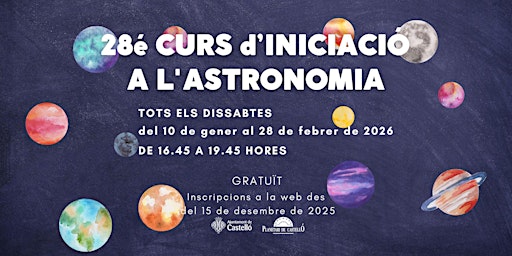 Image principale de XXVIII Curs d'Iniciació a l'Astronomia del Planetari (ed.2026)