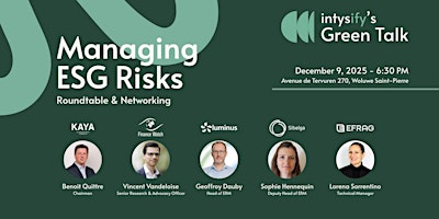 Image principale de Managing ESG Risks - Intysify's Green Talk
