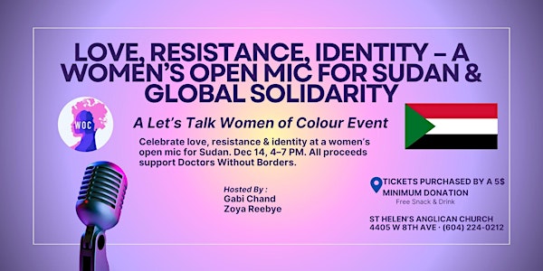 Love, Resistance & Identity: Women’s Open Mic for Sudan