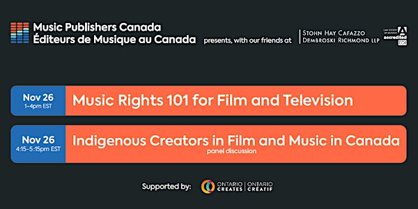 Music Publishers Canada presents: Music Rights 101 for Film and Television