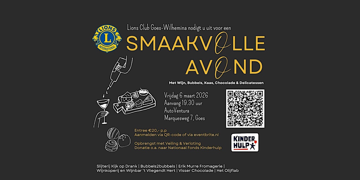 Smaakvolle avond 2026 georganiseerd door Lions Club Goes Wilhelmina