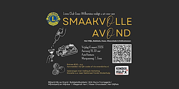 'Smaakvolle avond 2026' georganiseerd door Lions Club Goes Wilhelmina