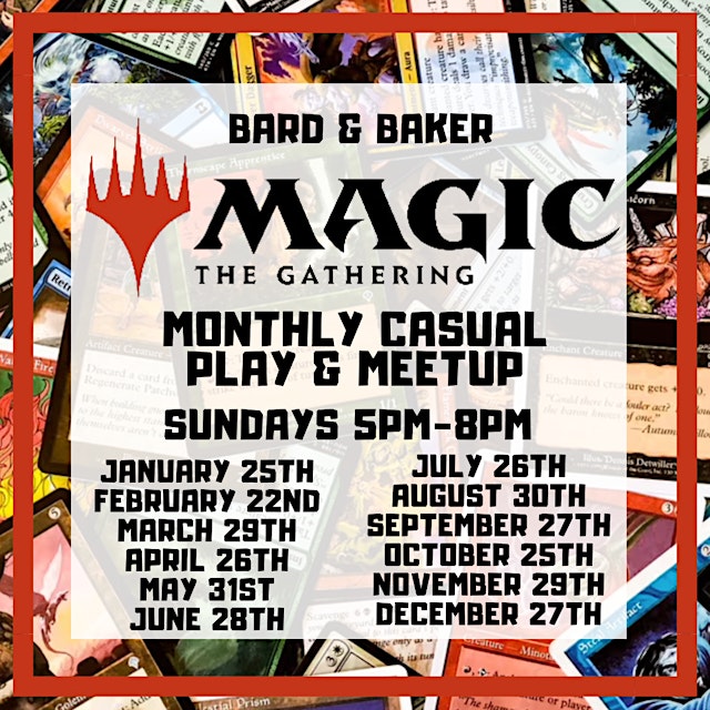 Image principale de Magic The Gathering Monthly Casual Play & Meetup at Bard & Baker