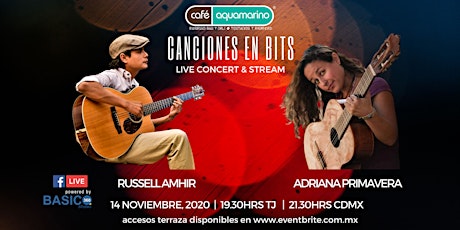 Imagen principal de Canciones en Bits: Adriana Primavera y Russell Amhir -live concert & stream