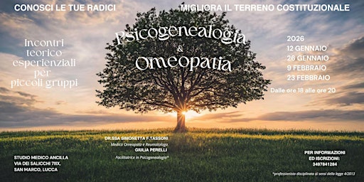 Imagem principal do evento Incontri di Psicogenealogia & Omeopatia per un piccolo gruppo
