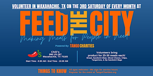 Primaire afbeelding van Feed The City Waxahachie: Making Meals for People In Need
