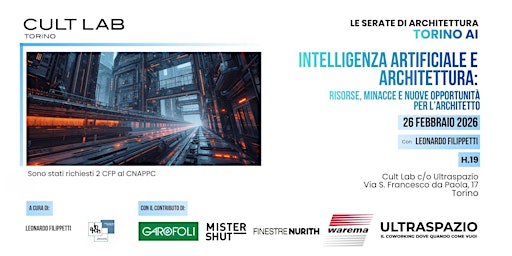 Image principale de SERATE DI ARCHITETTURA TORINO AI: INTELLIGENZA ARTIFICIALE IN ARCHITETTURA