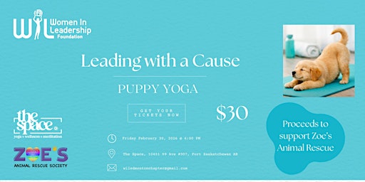 Image principale de Leading with a Cause - Women in Leadership Puppy Yoga