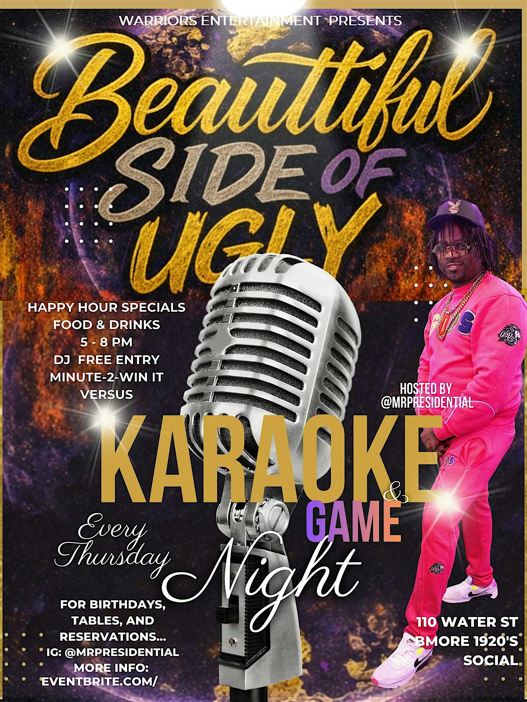 #BeautifulSideOfUGLY Karaoke & Game Night | Thursdays @Bmore1920sSocial