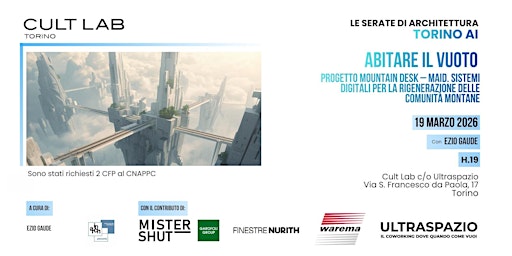 Image principale de SERATE DI ARCHITETTURA TORINO AI: ABITARE IL VUOTO