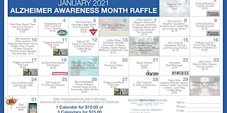 Alzheimer Awareness Month Prize Calendar   - Stocking Stuffer Fundraiser primary image