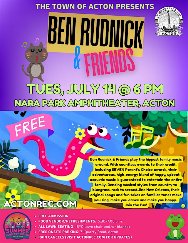 Image principale de Kids Night featuring Ben Rudnick & Friends