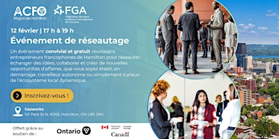 Image principale de Soirée Réseautage Francophone - ACFO Hamilton x FGA