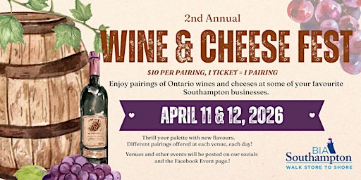 Image principale de Second Annual SOUTHAMPTON WINE & CHEESE FEST