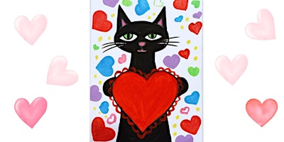 Image principale de Valentine Cat Painting Class for Kids