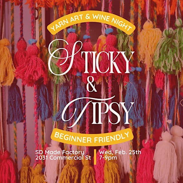 Image principale de Sticky & Tipsy: Yarn Art + Wine Night
