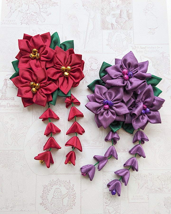 Craft workshop - Kanzashi Christmas Flowers from scrap fabric image