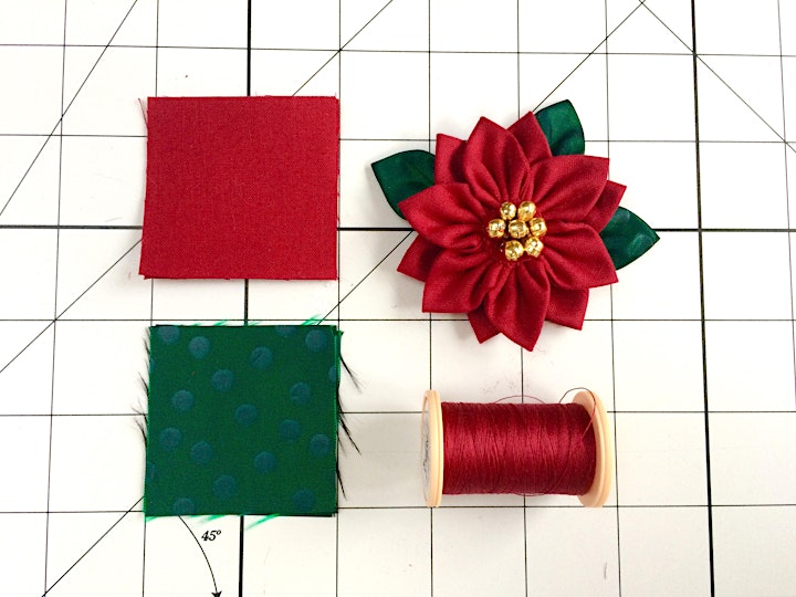 Craft workshop - Kanzashi Christmas Flowers from scrap fabric image